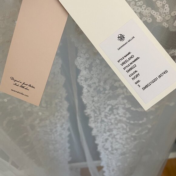 Savannah Miller VREELAND Sequin Bridal Cape | Wedding Dress Topper Ivory | Small - Picture 9 of 11